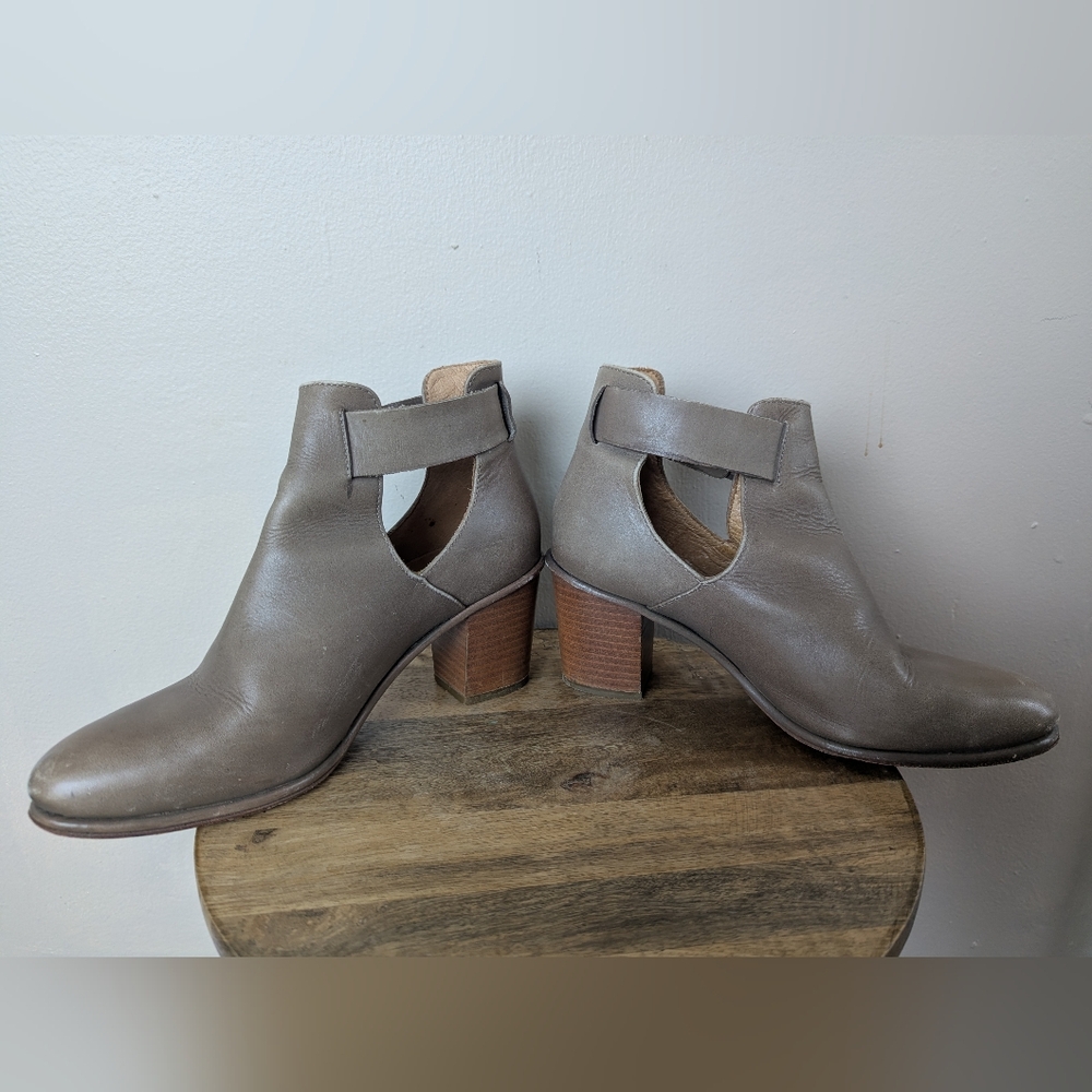 Whistles Leather Peep Strap Ankle Boots/Booties, Gray Brown/Beige (SIZE 38/7 - Picture 5 of 12